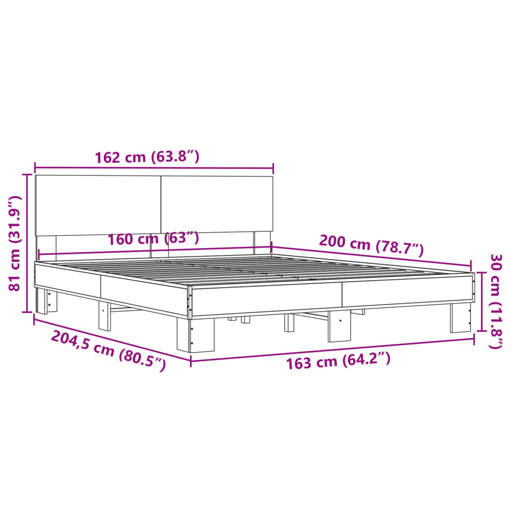 Cadre de lit sans matelas noir 160x200 cm - XIOS
