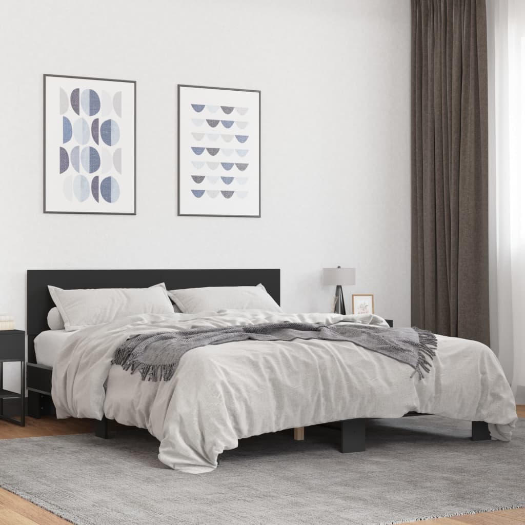 Cadre de lit sans matelas noir 160x200 cm - XIOS