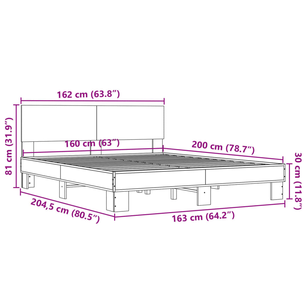 Cadre de lit sans matelas sonoma gris 160x200 cm - XIOS