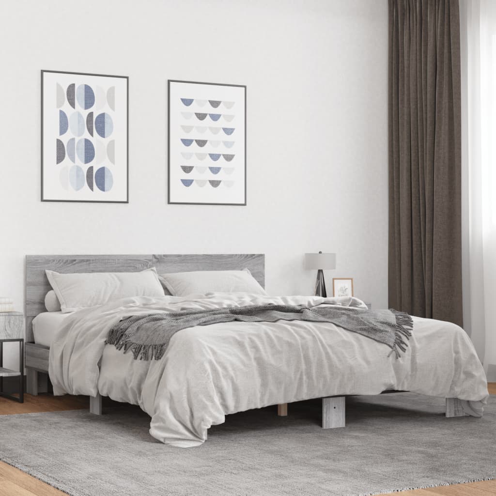 Cadre de lit sans matelas sonoma gris 160x200 cm - XIOS