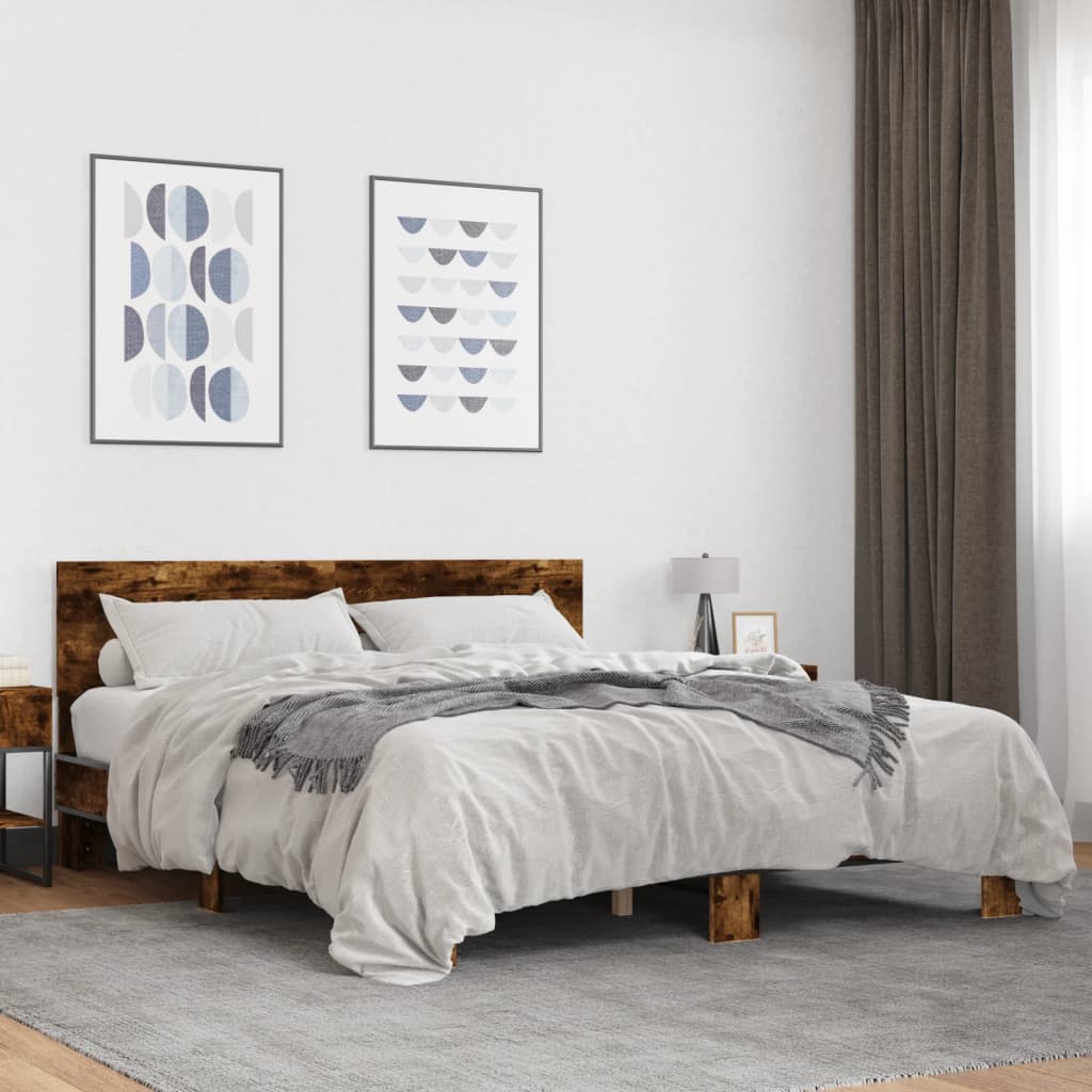 Cadre de lit sans matelas chêne fumé 150x200 cm - XIOS