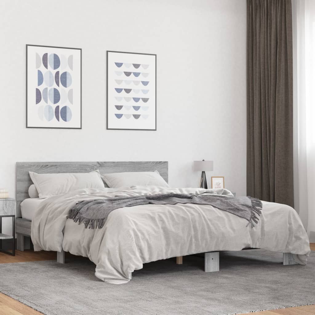 Cadre de lit sans matelas sonoma gris 150x200 cm - XIOS