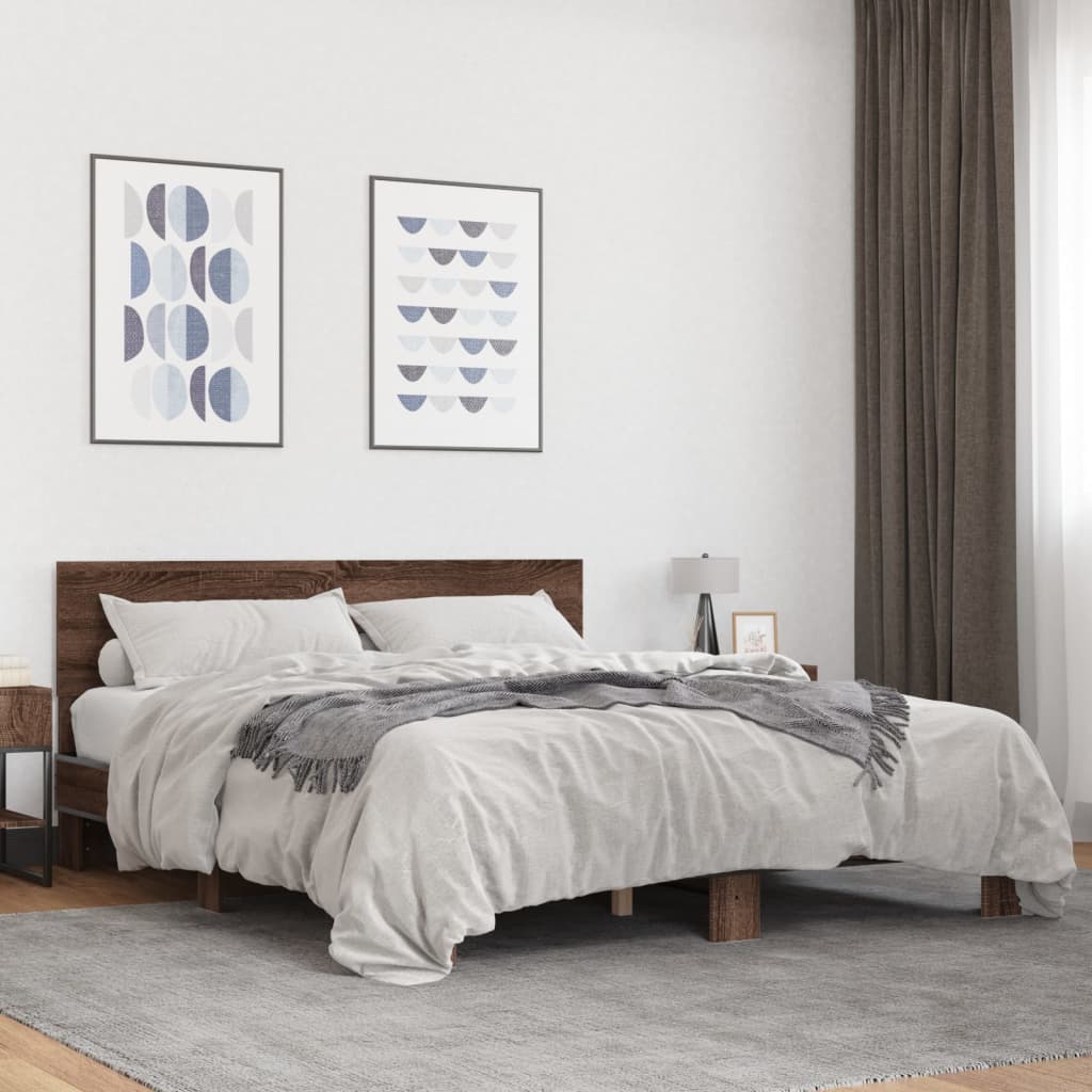 Cadre de lit sans matelas chêne marron 150x200 cm - XIOS