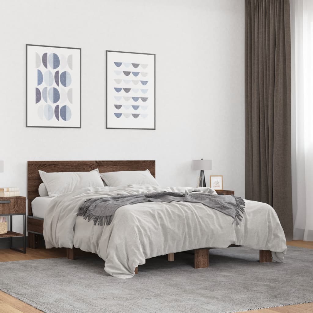 Cadre de lit sans matelas chêne marron 140x200 cm - XIOS