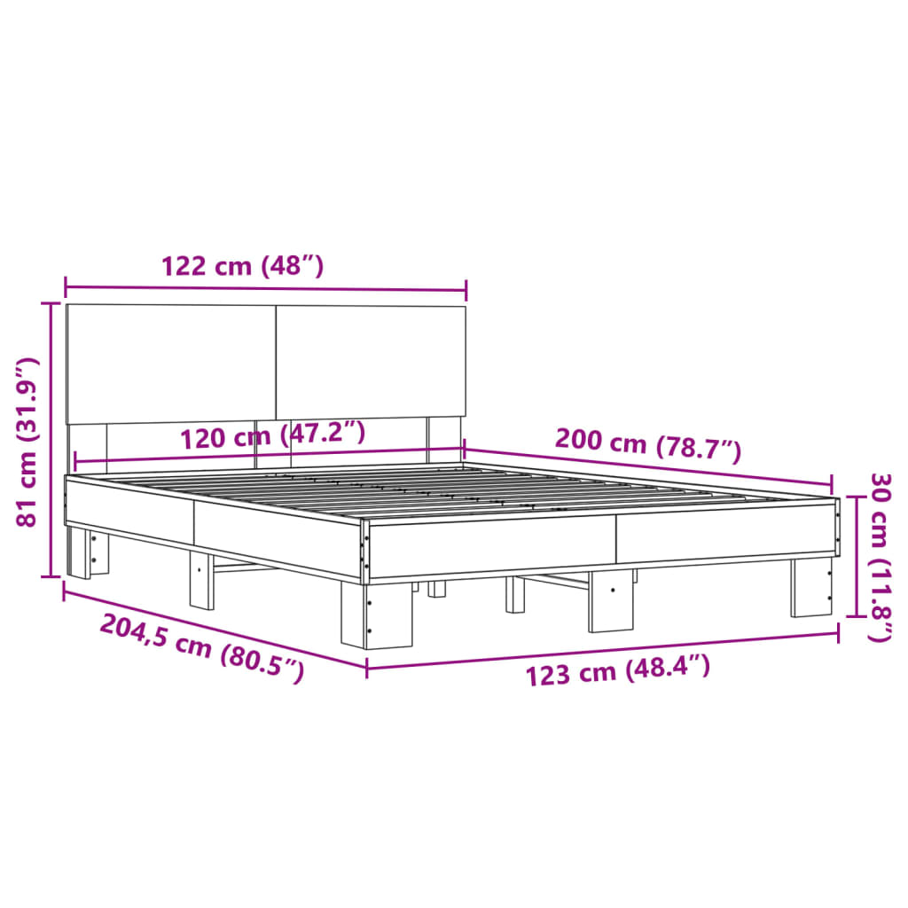 Cadre de lit sans matelas chêne sonoma 120x200 cm - XIOS