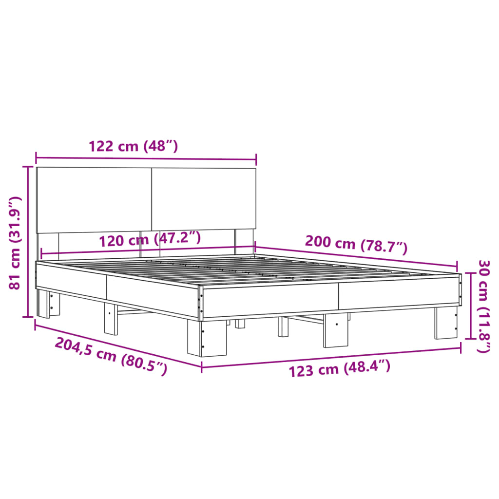 Cadre de lit sans matelas sonoma gris 120x200 cm - XIOS