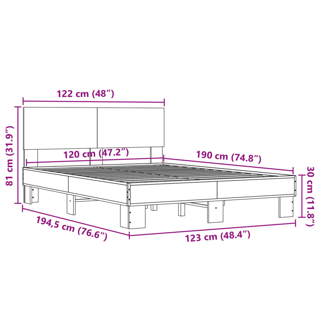 Cadre de lit sans matelas noir 120x190 cm - XIOS