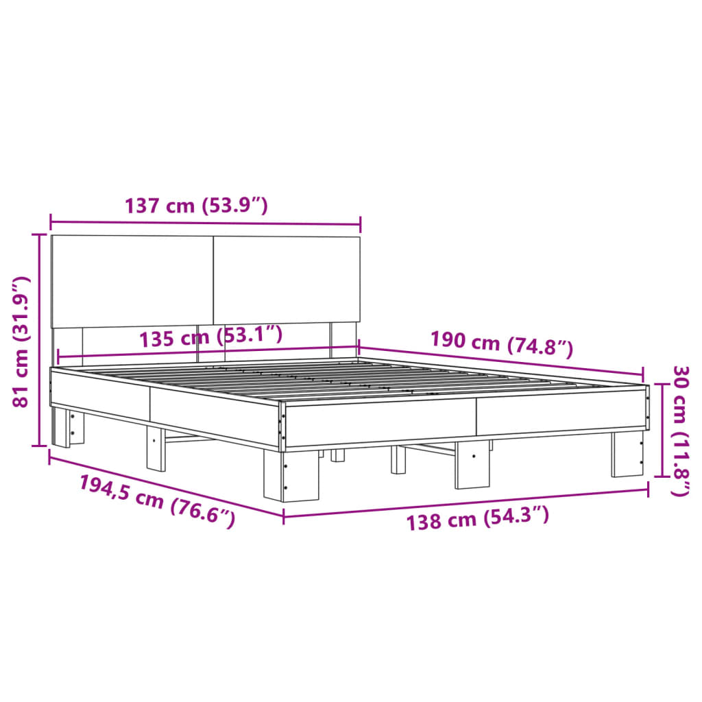 Cadre de lit sans matelas chêne sonoma 135x190 cm - XIOS