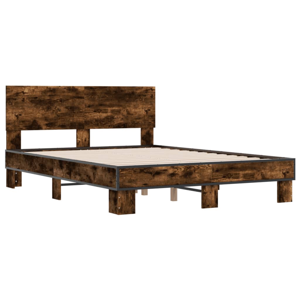 Cadre de lit sans matelas chêne fumé 135x190 cm - XIOS