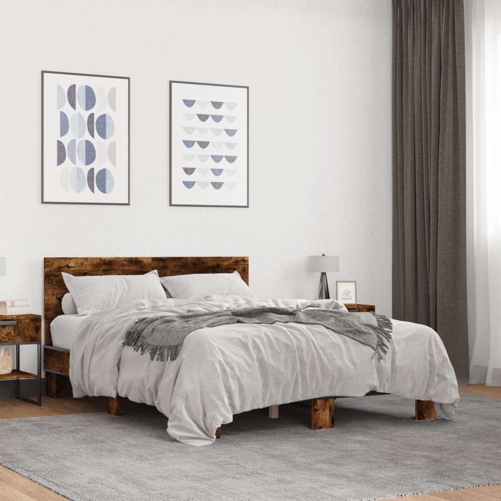 Cadre de lit sans matelas chêne fumé 135x190 cm - XIOS