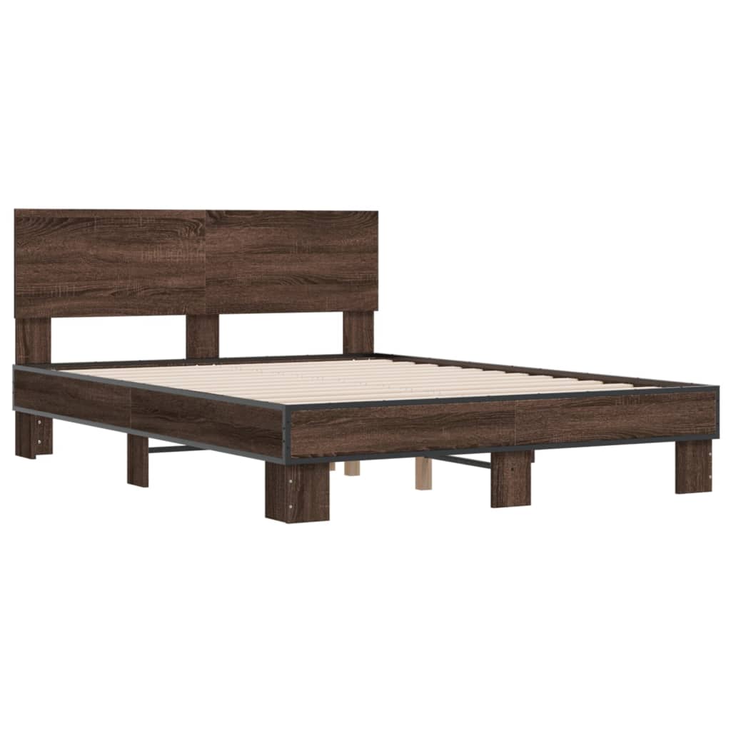 Cadre de lit sans matelas chêne marron 135x190 cm - XIOS