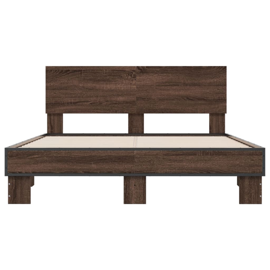 Cadre de lit sans matelas chêne marron 135x190 cm - XIOS