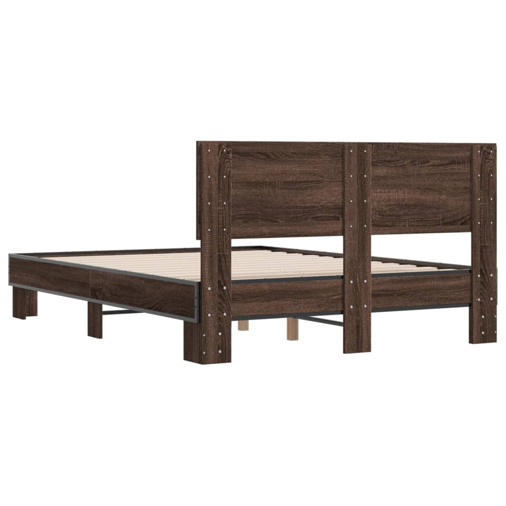 Cadre de lit sans matelas chêne marron 135x190 cm - XIOS
