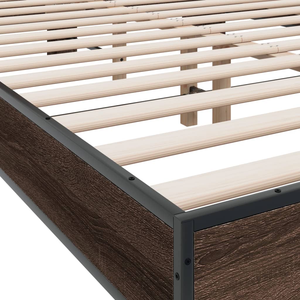 Cadre de lit sans matelas chêne marron 135x190 cm - XIOS