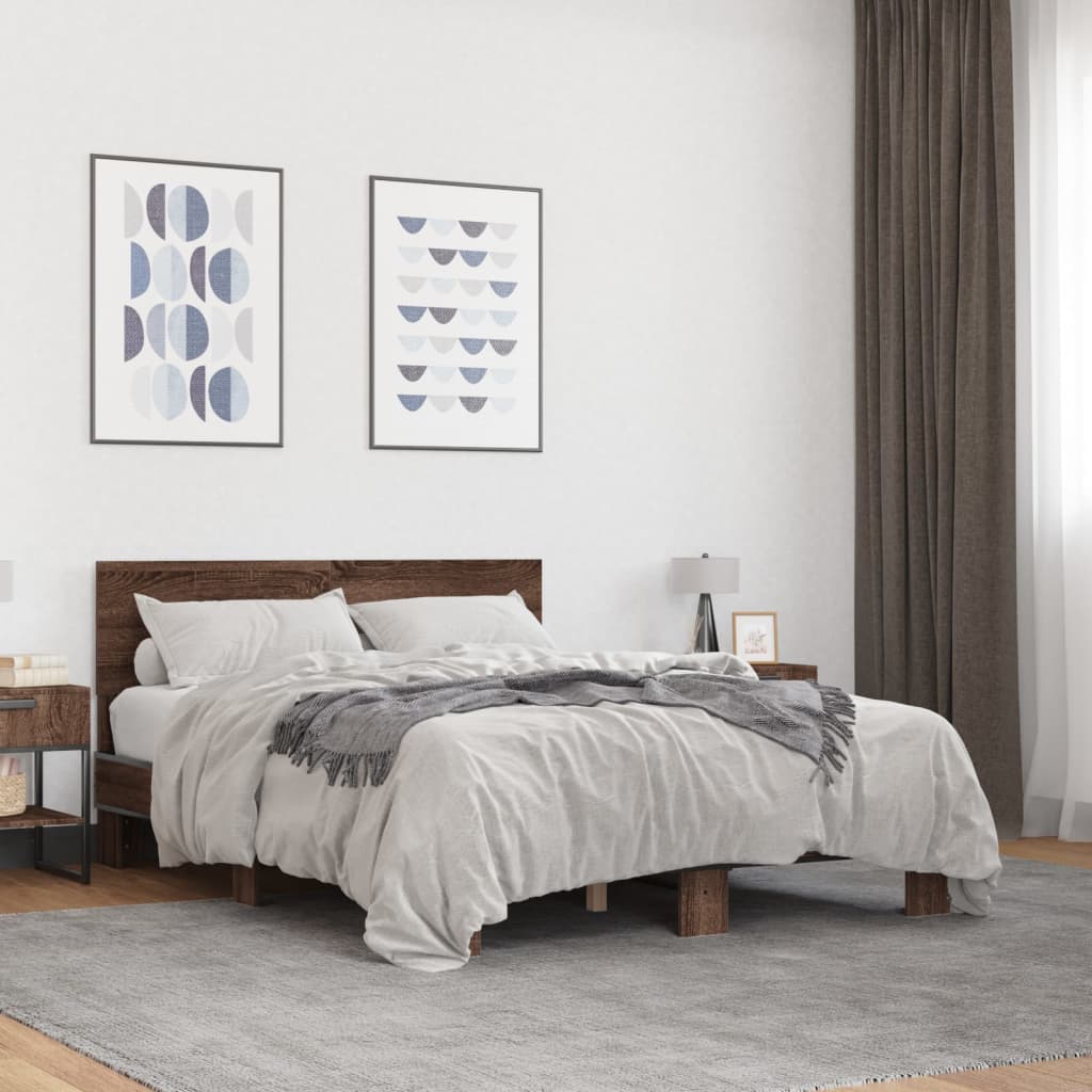 Cadre de lit sans matelas chêne marron 135x190 cm - XIOS
