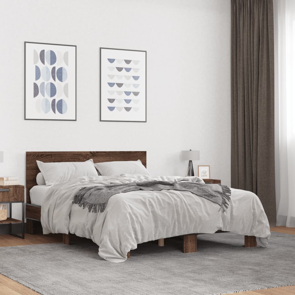 Cadre de lit sans matelas chêne marron 140x190 cm - XIOS