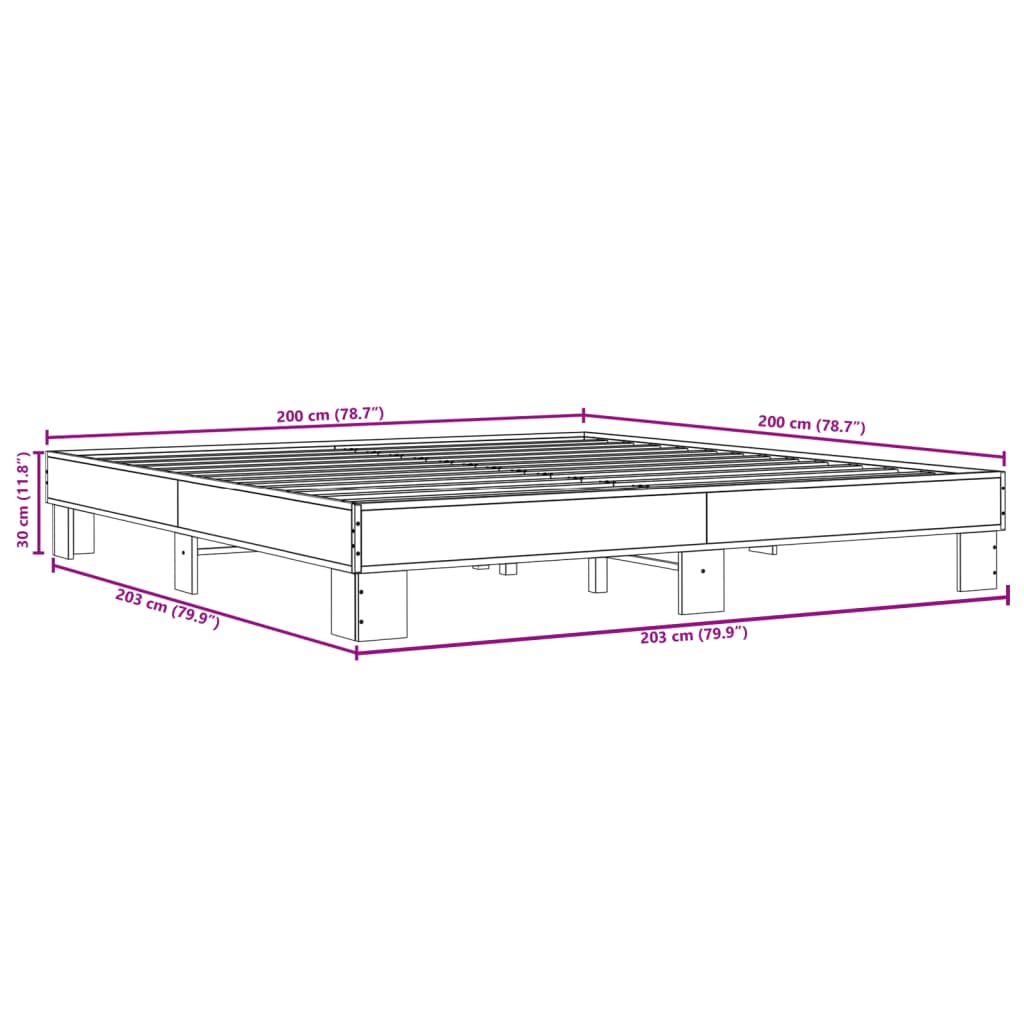 Cadre de lit sans matelas chêne sonoma 200x200 cm - XIOS