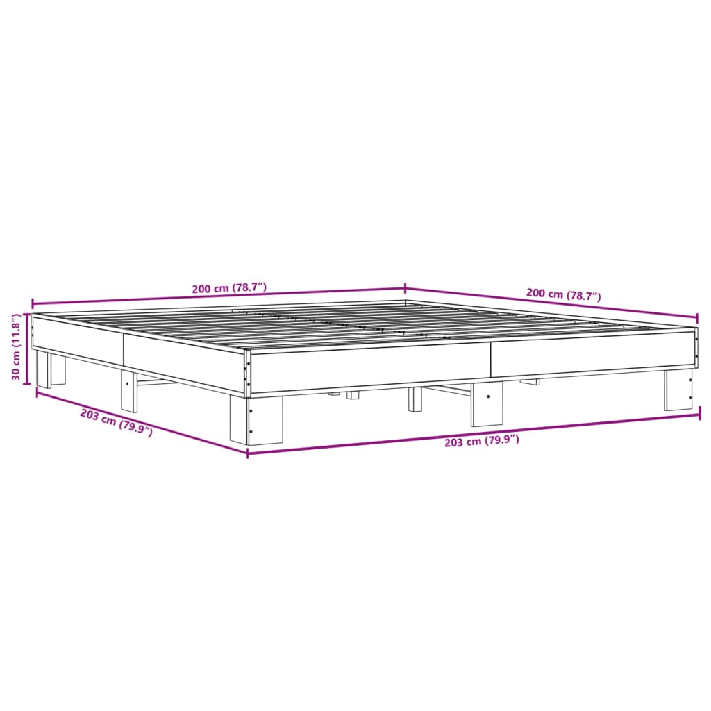 Cadre de lit sans matelas chêne marron 200x200 cm - XIOS