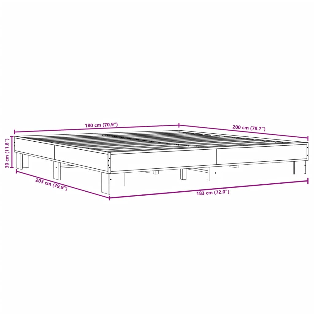 Cadre de lit sans matelas sonoma gris 180x200 cm - XIOS