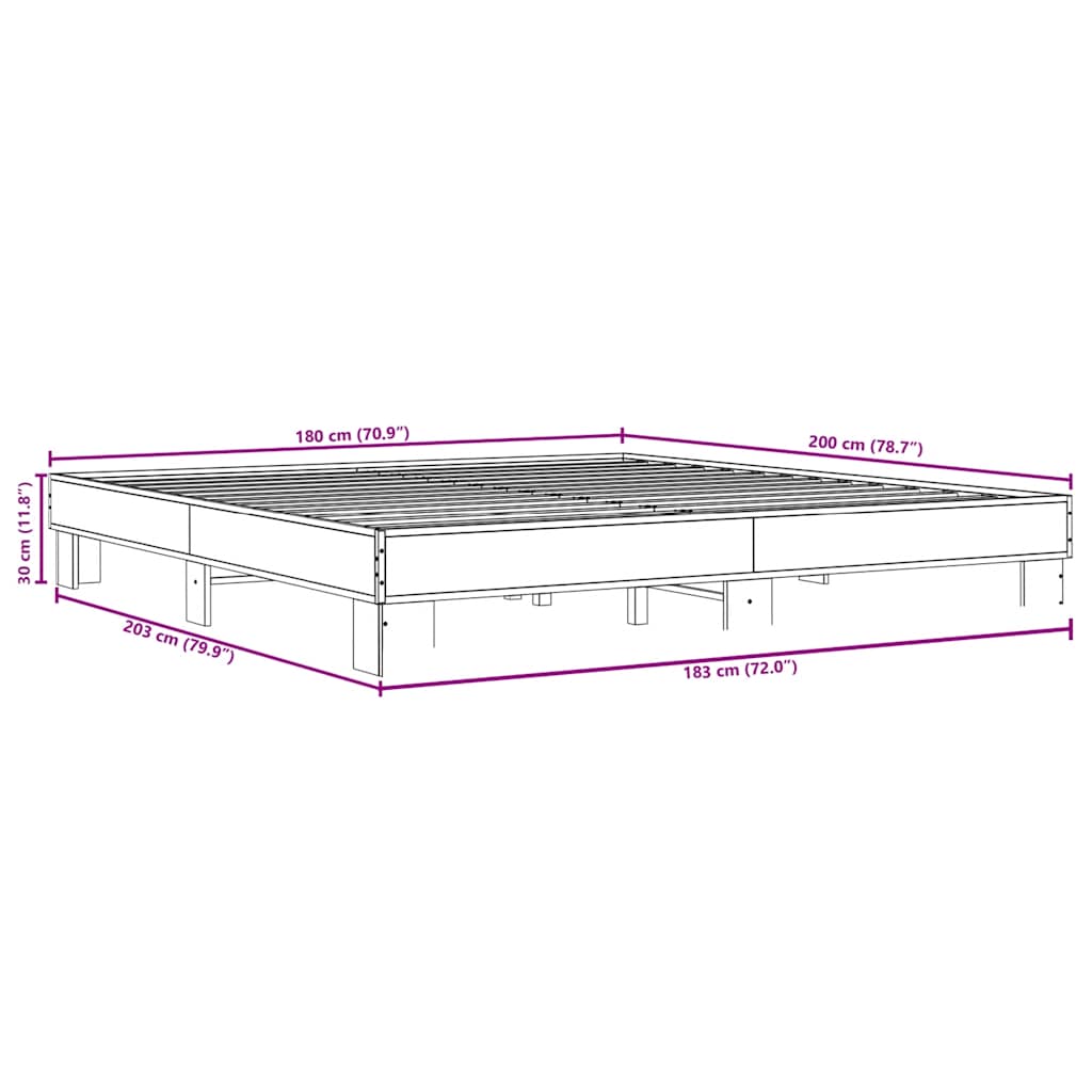 Cadre de lit sans matelas chêne marron 180x200 cm - XIOS