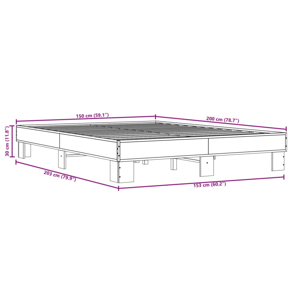 Cadre de lit sans matelas sonoma gris 150x200 cm - XIOS