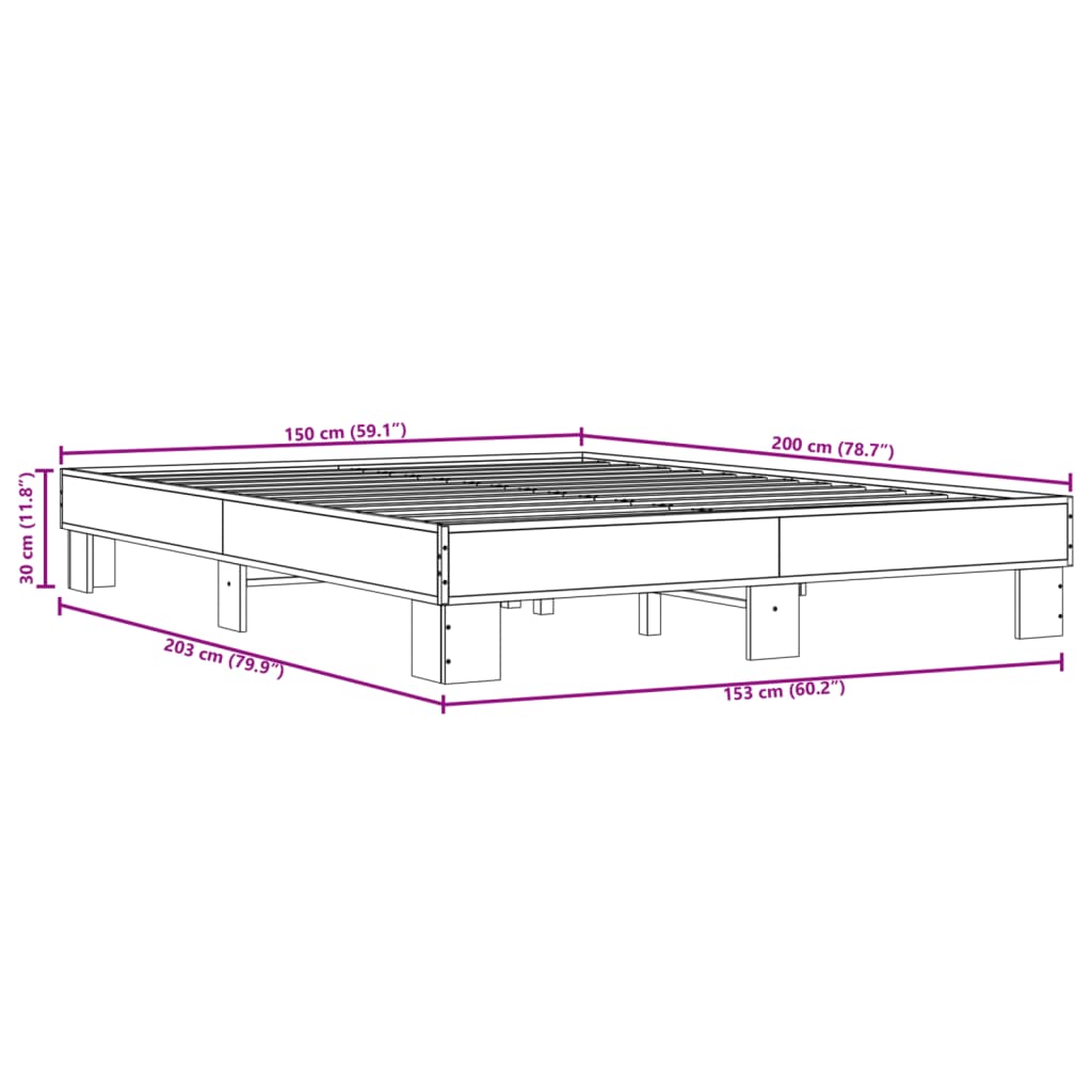 Cadre de lit sans matelas chêne marron 150x200 cm - XIOS