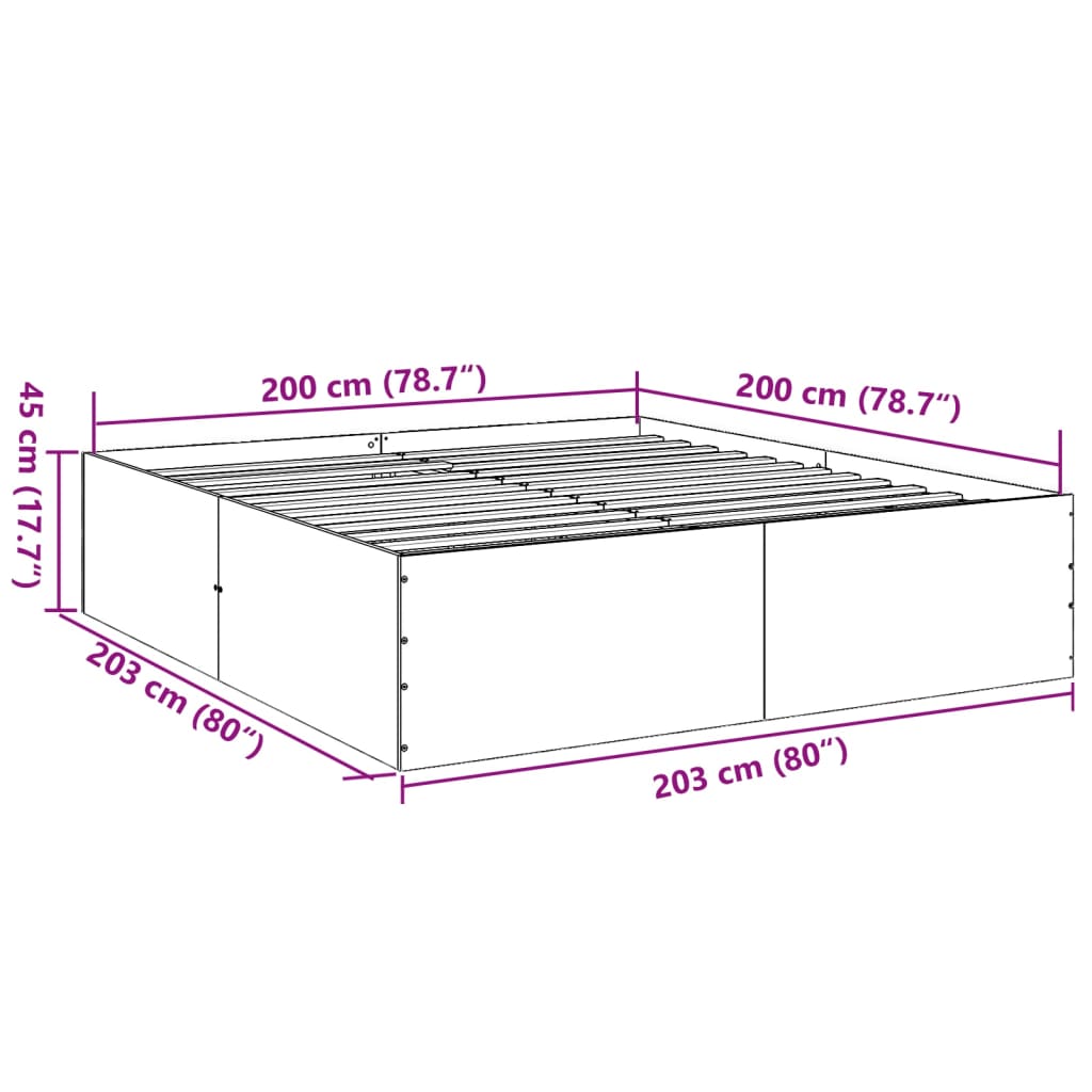 Cadre de lit sans matelas blanc 200x200 cm - XIOS