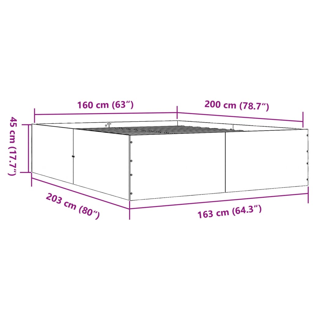 Cadre de lit sans matelas chêne sonoma 160x200 cm - XIOS