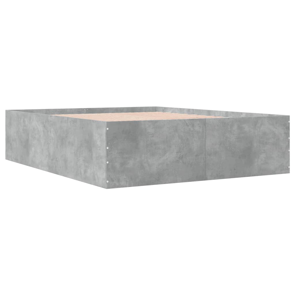 Cadre de lit sans matelas gris béton 160x200 cm - XIOS