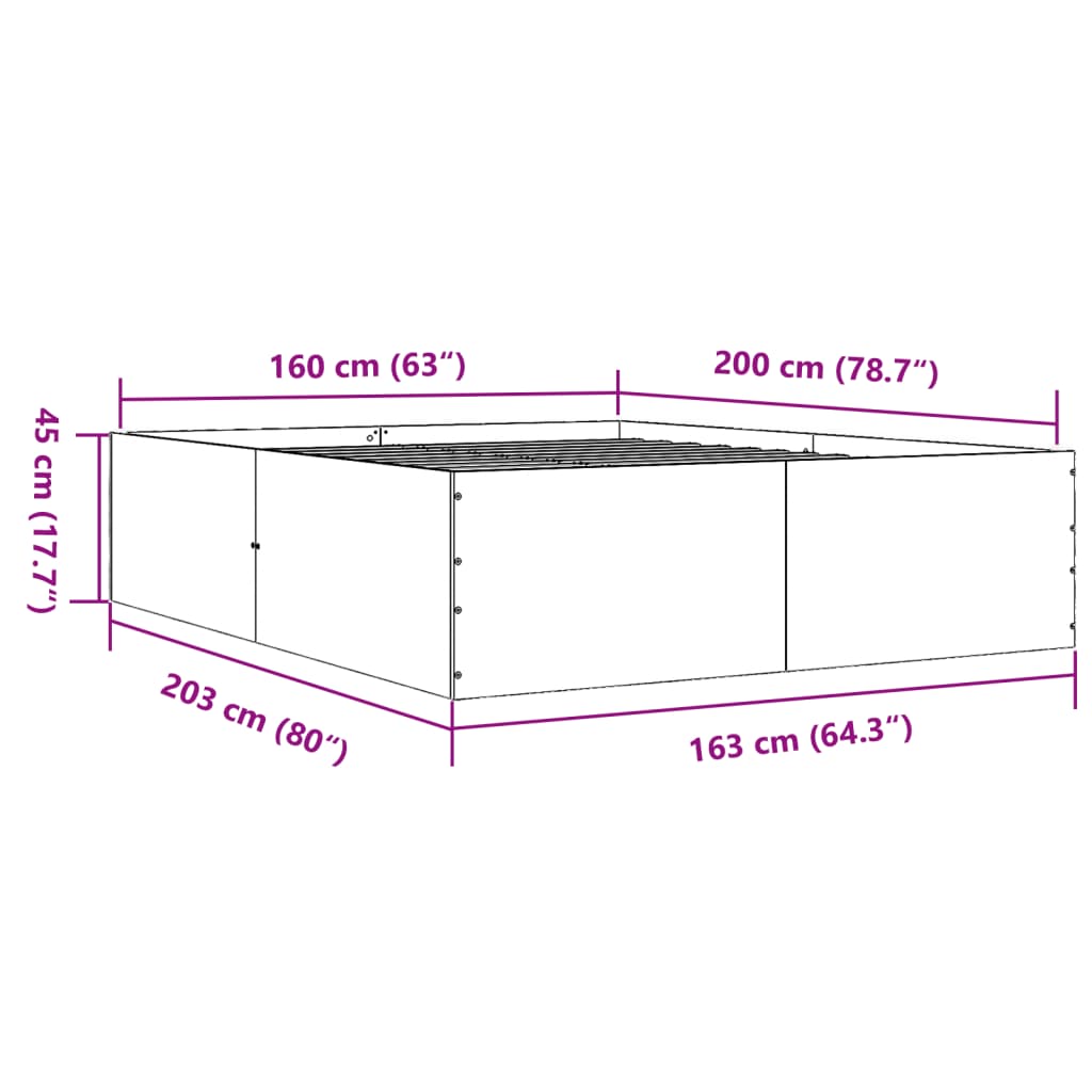 Cadre de lit sans matelas sonoma gris 160x200 cm - XIOS