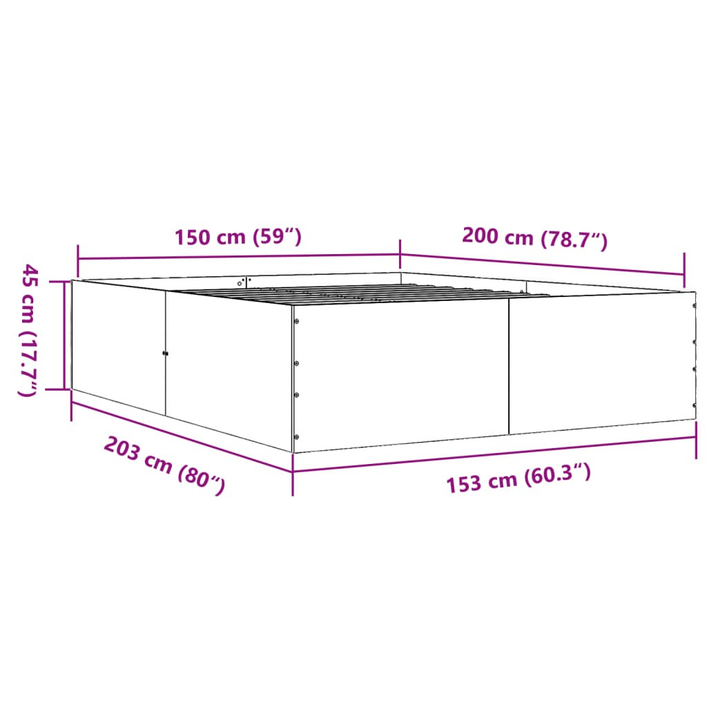 Cadre de lit sans matelas noir 150x200 cm - XIOS