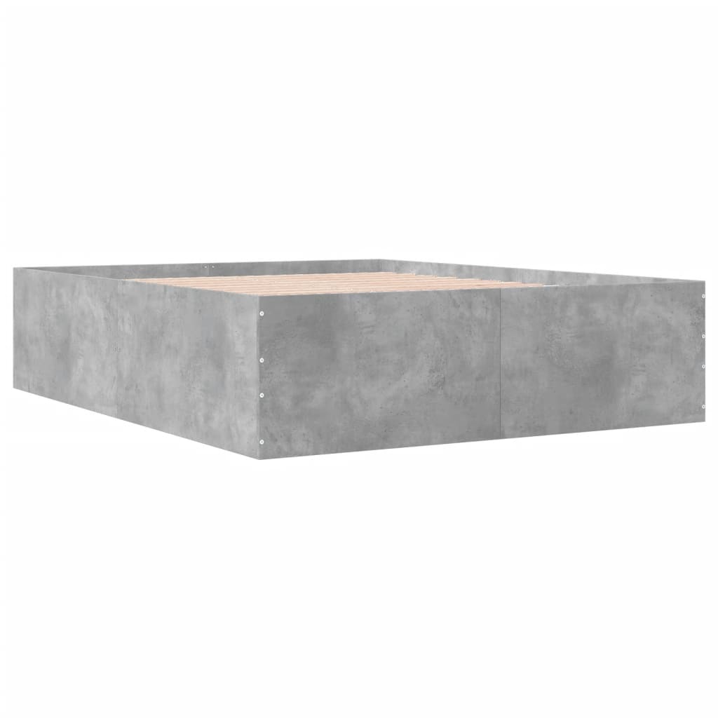 Cadre de lit sans matelas gris béton 150x200 cm - XIOS
