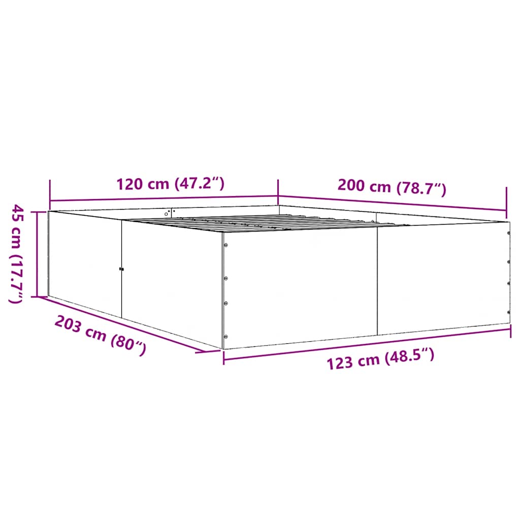 Cadre de lit sans matelas chêne fumé 120x200 cm - XIOS