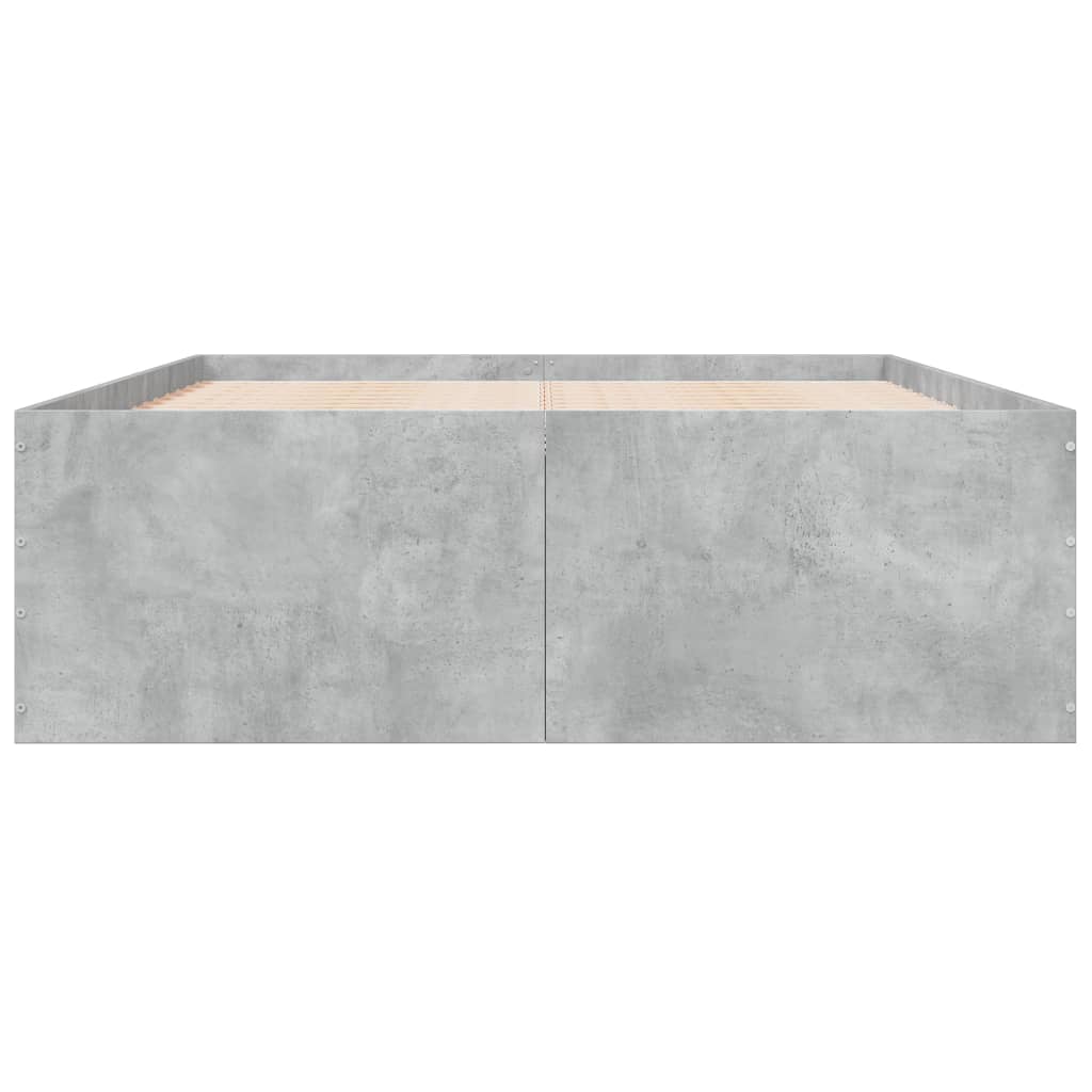 Cadre de lit sans matelas gris béton 140x190 cm - XIOS