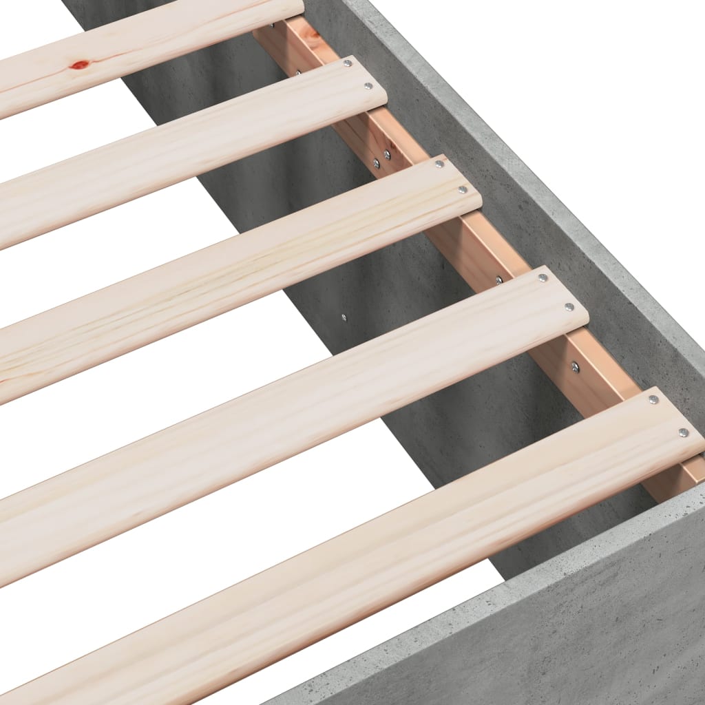 Cadre de lit sans matelas gris béton 140x190 cm - XIOS