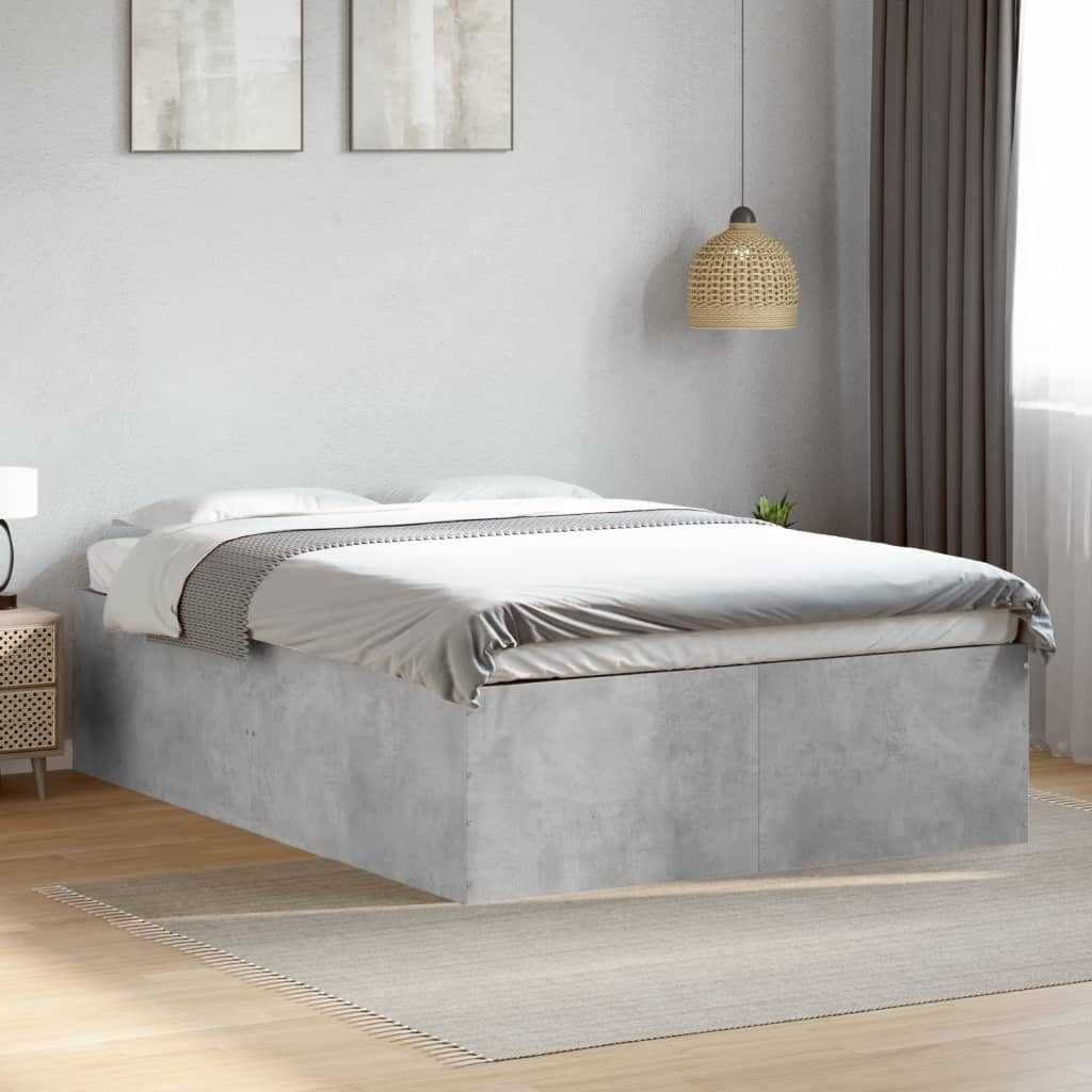 Cadre de lit sans matelas gris béton 140x190 cm - XIOS
