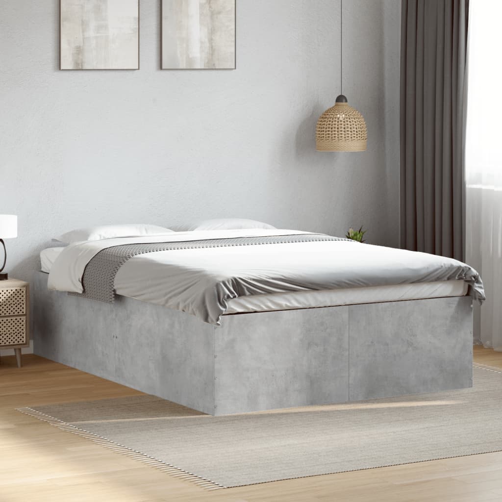 Cadre de lit sans matelas gris béton 135x190 cm - XIOS