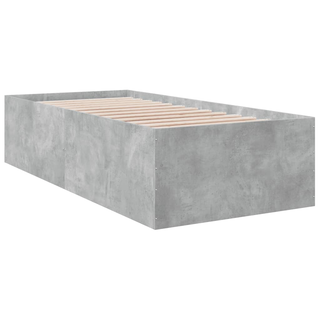Cadre de lit sans matelas gris béton 90x190 cm - XIOS