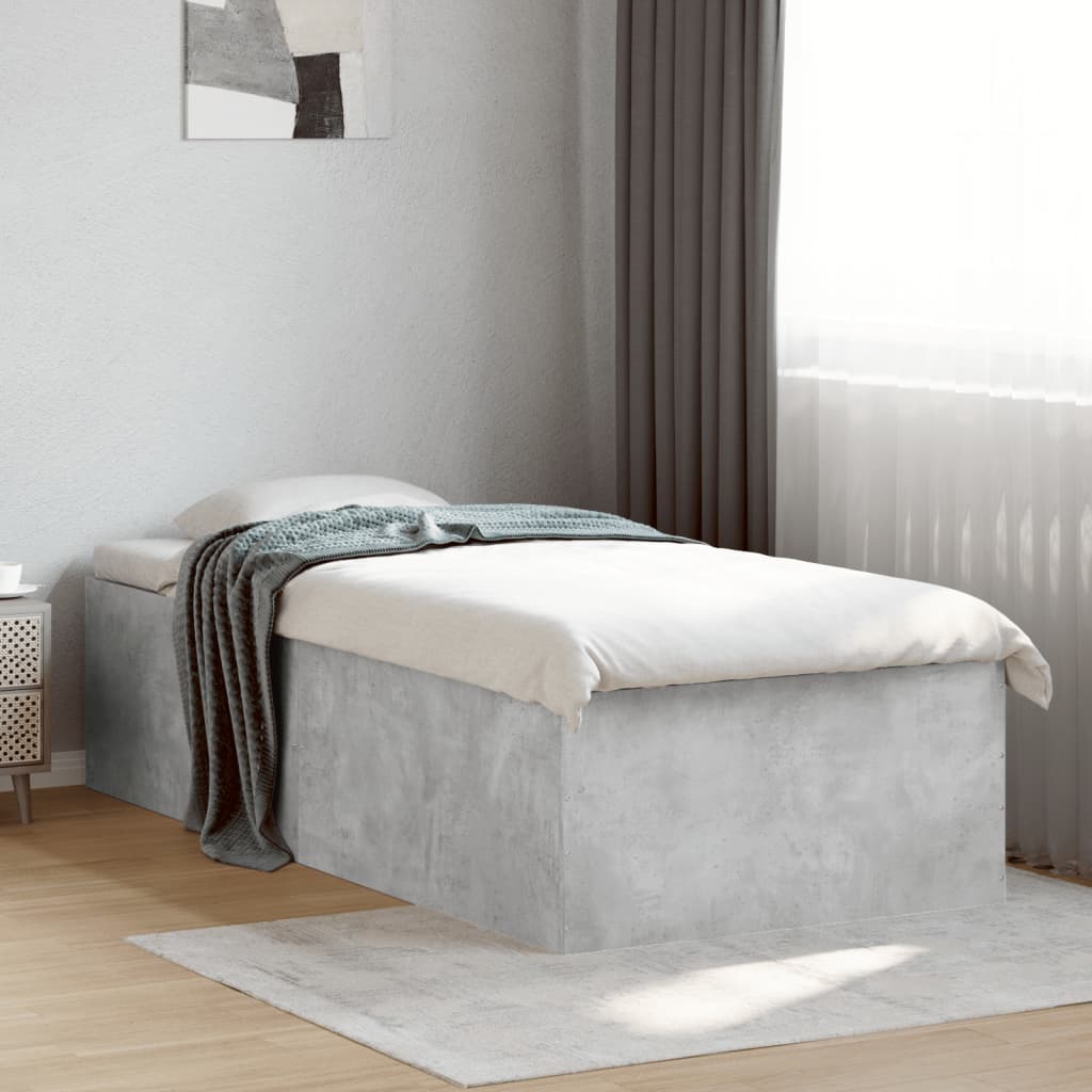 Cadre de lit sans matelas gris béton 90x190 cm - XIOS