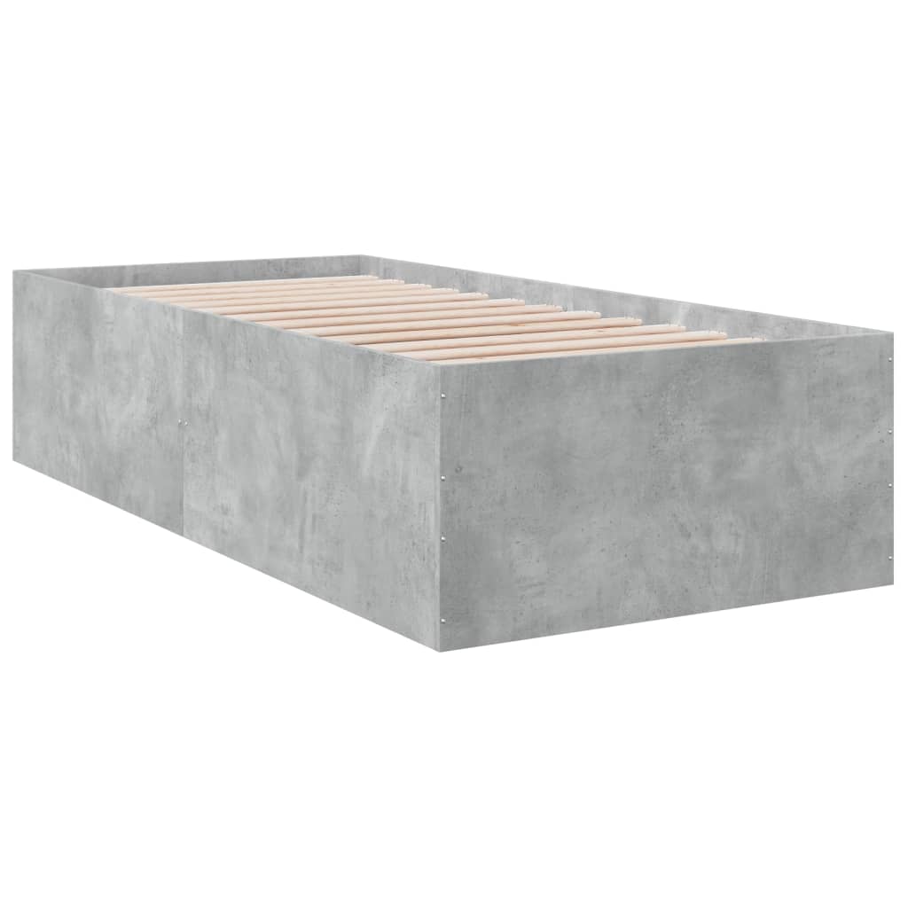 Cadre de lit sans matelas gris béton 75x190 cm - XIOS