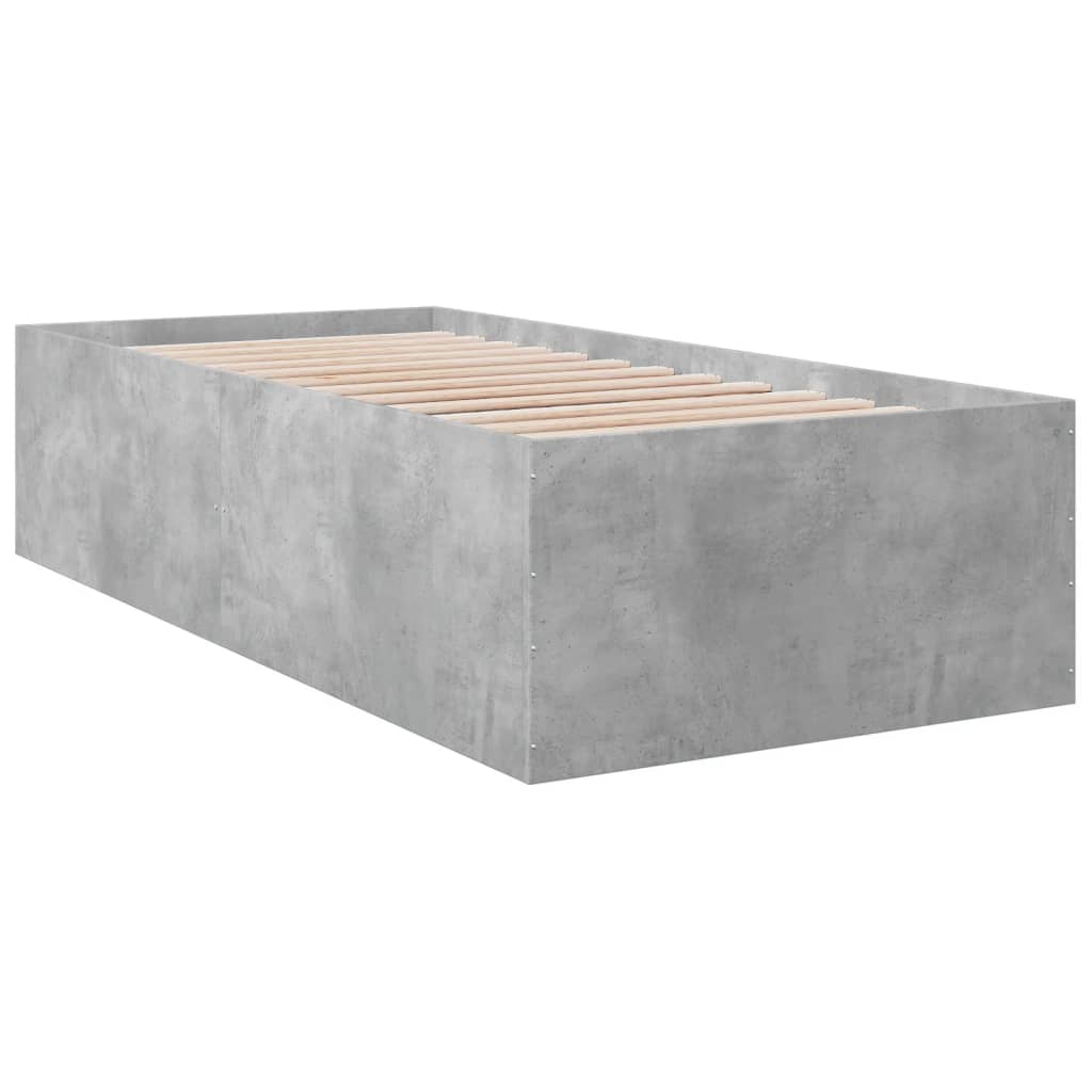 Cadre de lit sans matelas gris béton 75x190 cm - XIOS