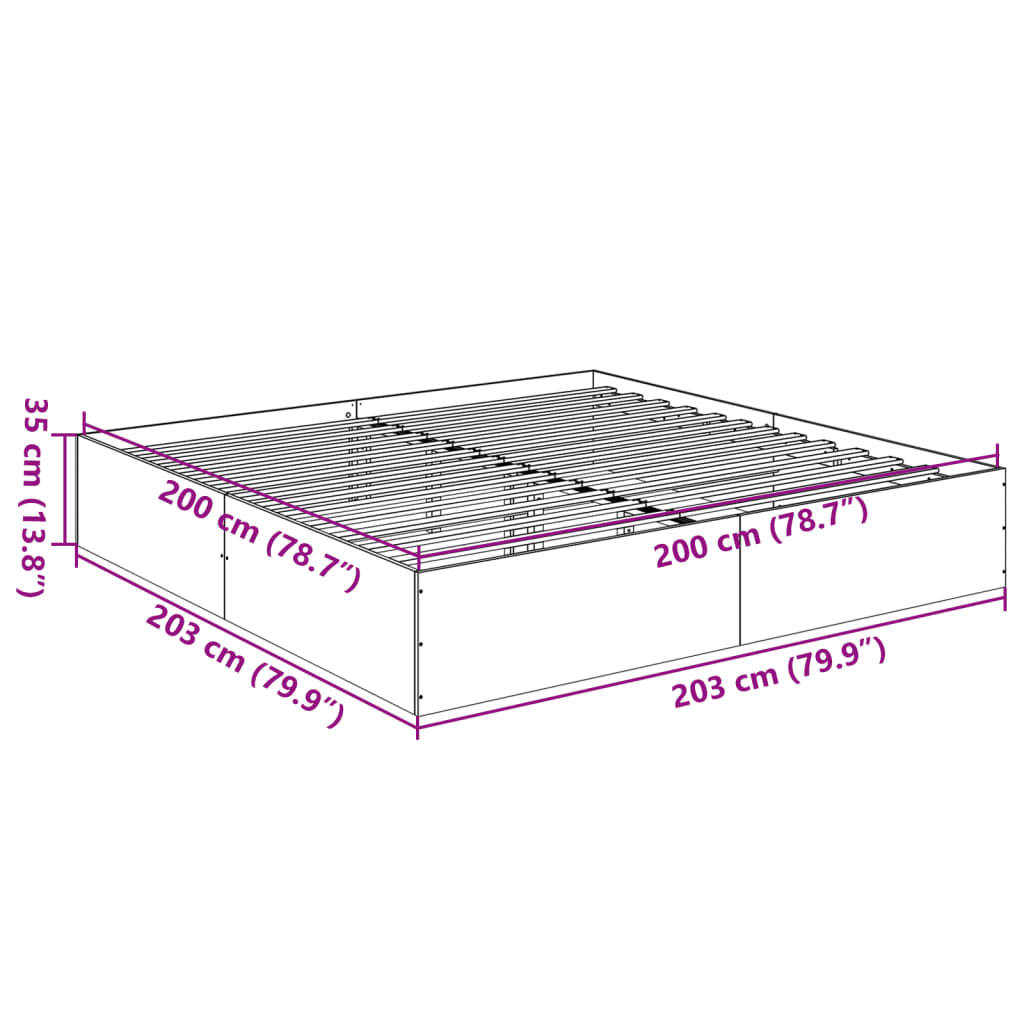 Cadre de lit sans matelas chêne marron 200x200 cm - XIOS