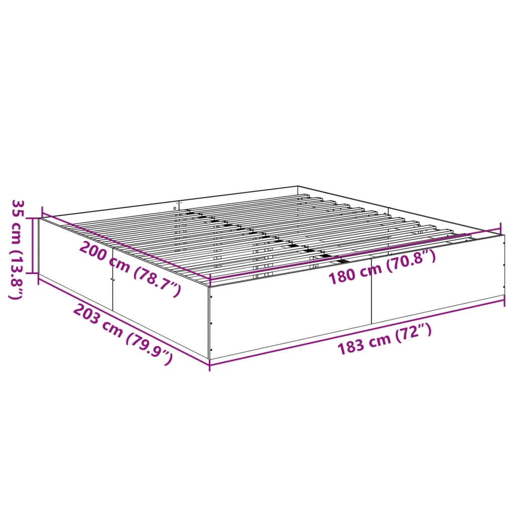 Cadre de lit sans matelas sonoma gris 180x200 cm - XIOS