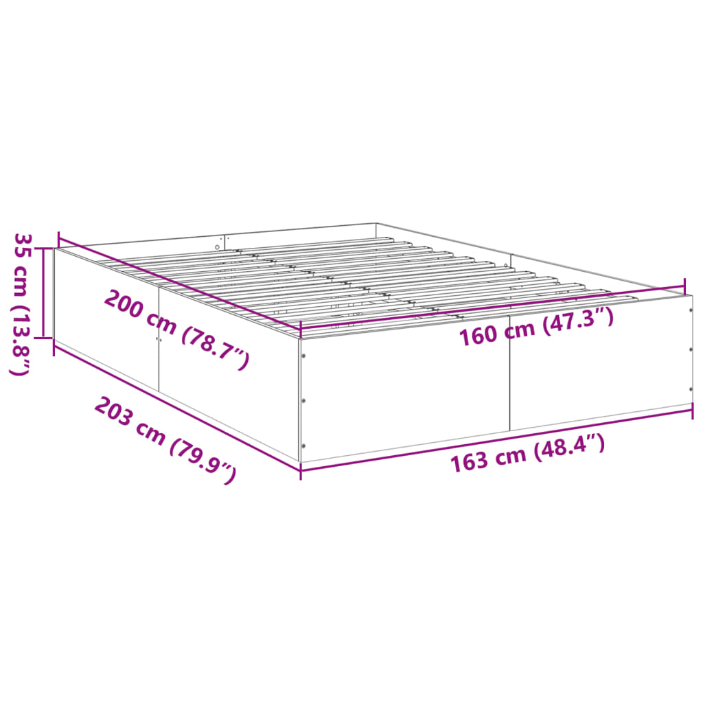 Cadre de lit sans matelas sonoma gris 160x200 cm - XIOS
