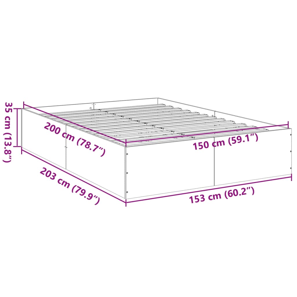 Cadre de lit sans matelas chêne marron 150x200 cm - XIOS