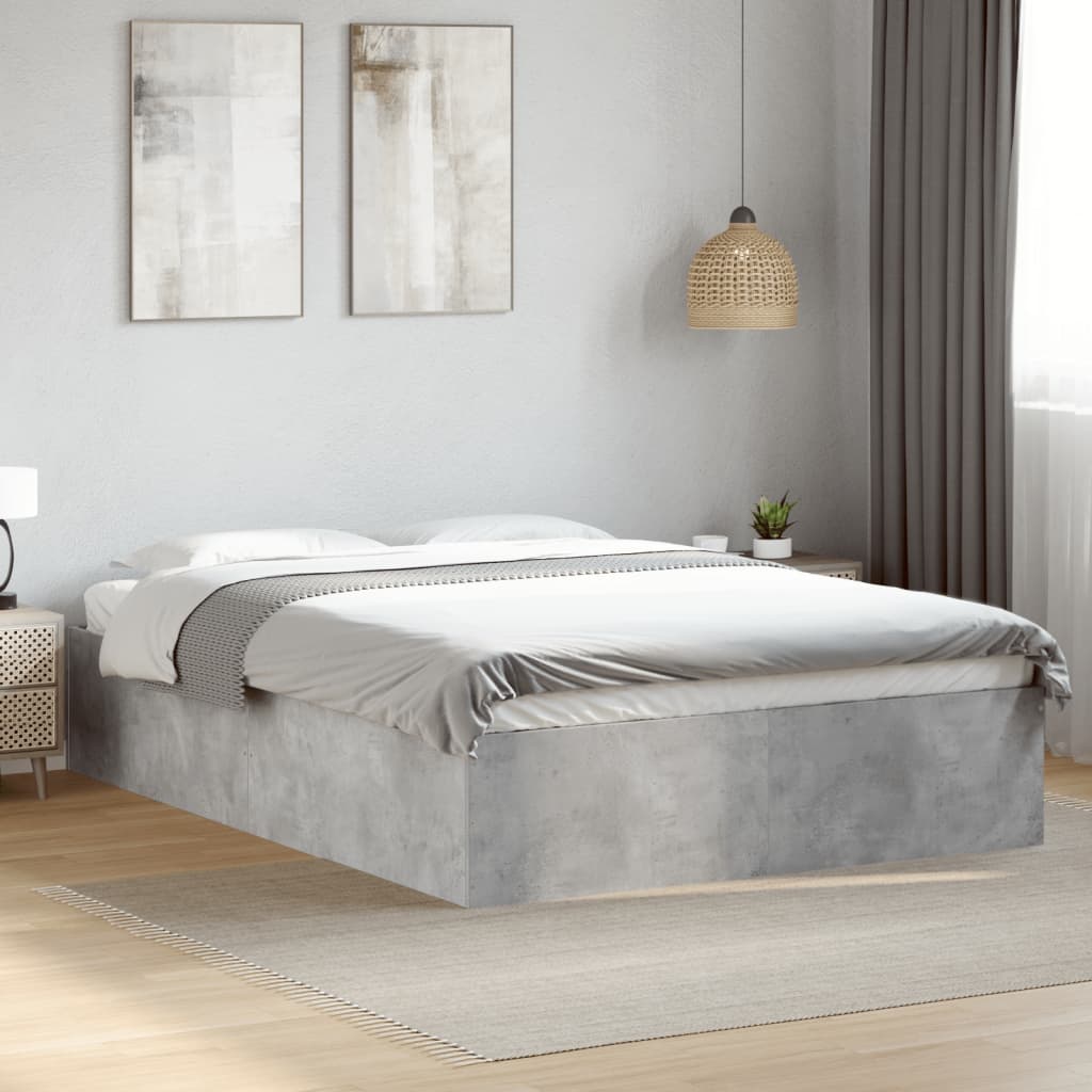 Cadre de lit sans matelas gris béton 135x190 cm - XIOS