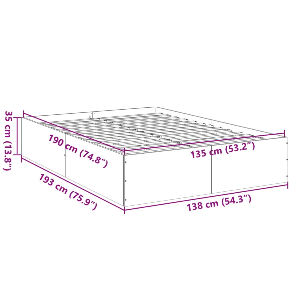 Cadre de lit sans matelas chêne fumé 135x190 cm - XIOS