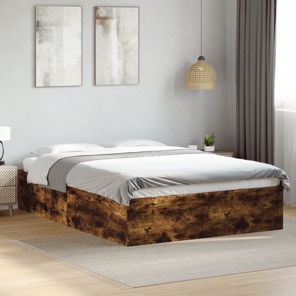 Cadre de lit sans matelas chêne fumé 135x190 cm - XIOS