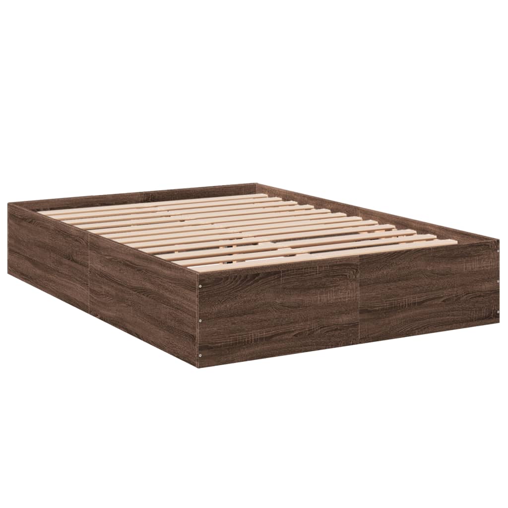 Cadre de lit sans matelas chêne marron 135x190 cm - XIOS