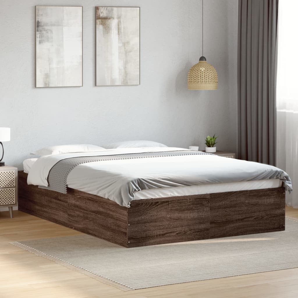 Cadre de lit sans matelas chêne marron 135x190 cm - XIOS